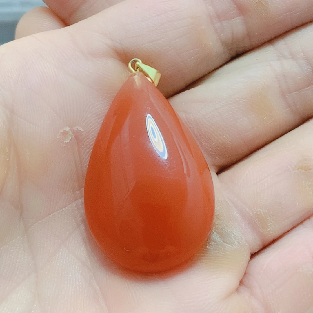 南红玛瑙银S925镶嵌吊坠(不含链)