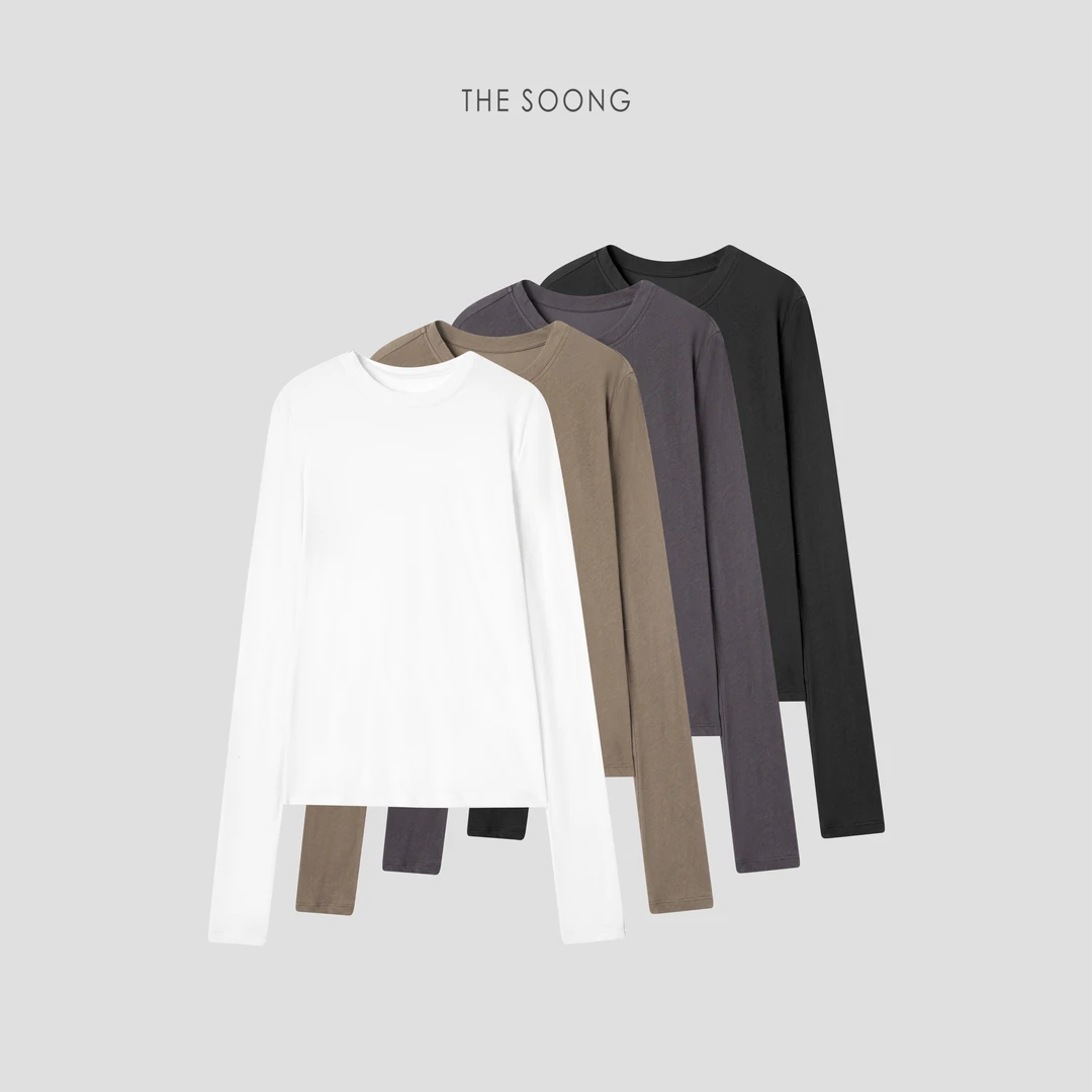 THESOONG|極致超柔纯棉直裁呼吸肌理感长袖毛衣HBTX7742