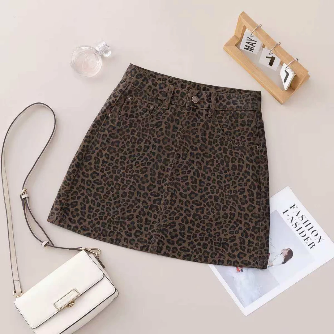 【防走光】2025豹纹短裙提臀藏肉A字短裙裙子女冬