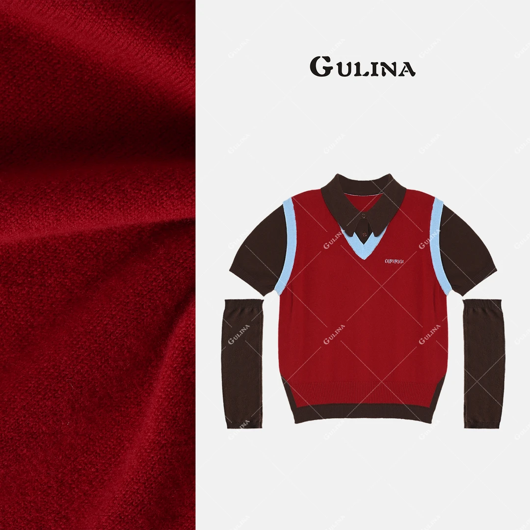 GULINA/娜姐 欧洲站新款阔肩长款可拆长袖设计师款针织衫88106