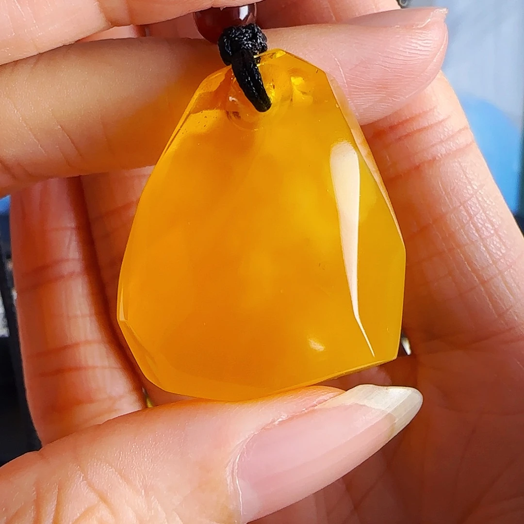 蜜蜡未镶嵌颈饰焦皮料橘色随行吊坠