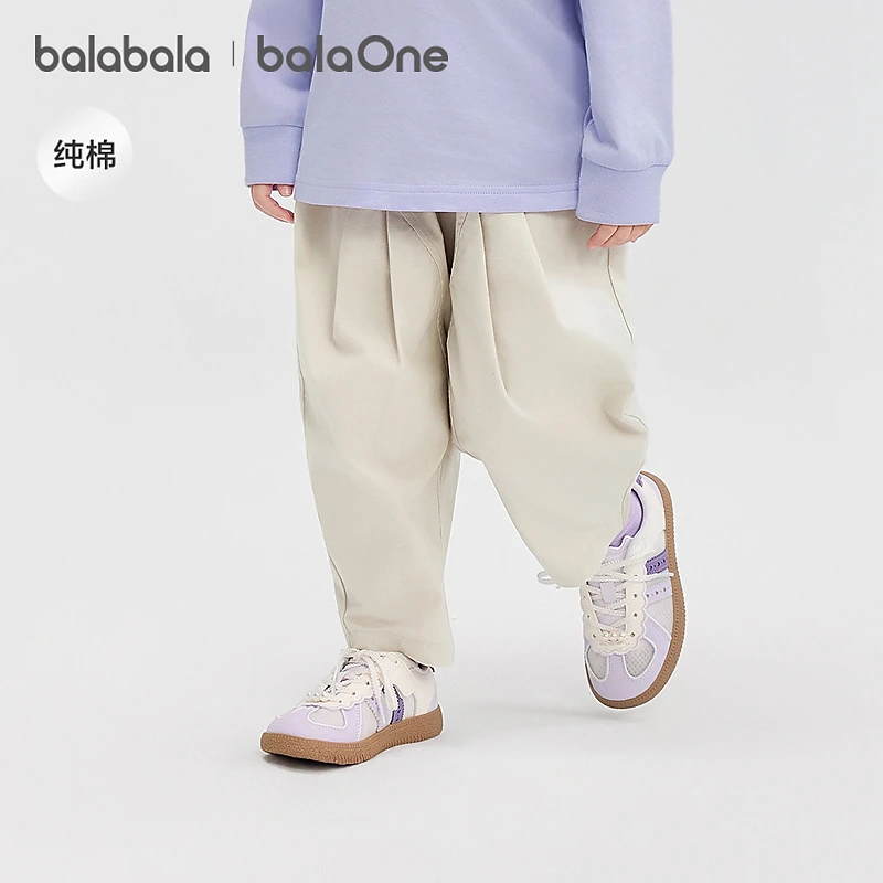 【balaOne】巴拉巴拉宝宝长裤纯棉裤子女童2025秋新款休闲裤甜美时