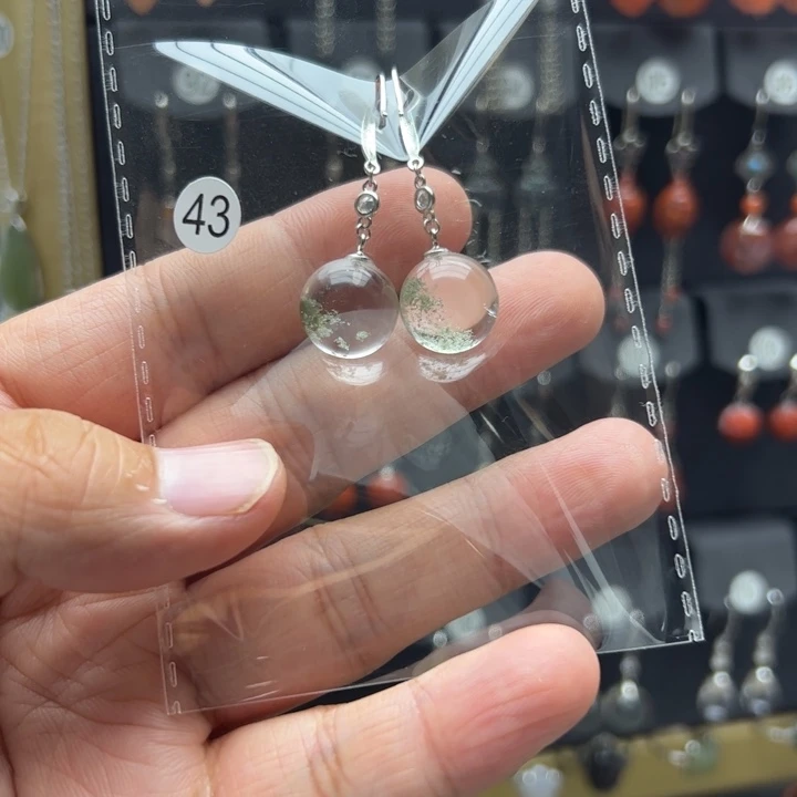 邯***司水晶耳饰银S925镶嵌