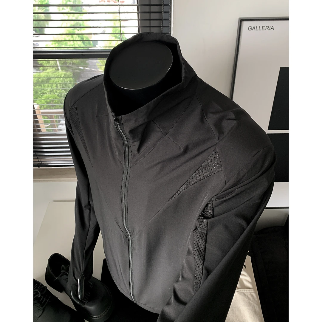 网孔透气解构速干立领防晒衣外套夹克男夏季潮牌薄款宽松运动上衣