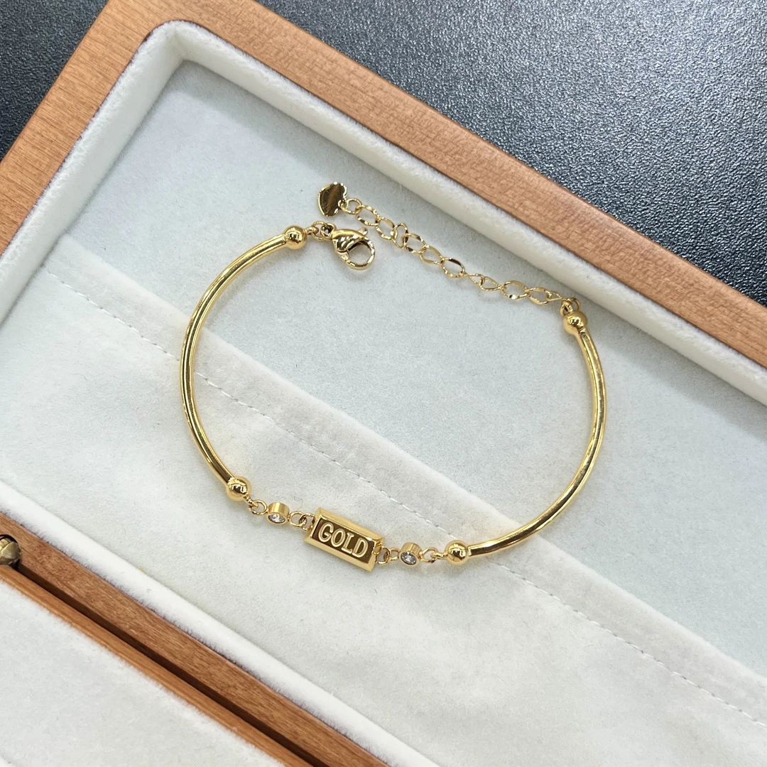 钛钢锆石手链 SL-179新中式金色小金条锆石精致百搭手链