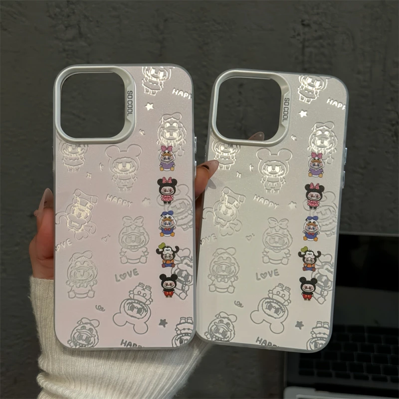 可爱米奇小可爱适用苹果16pro创意iPhone15手机壳磨砂彩银华为p60