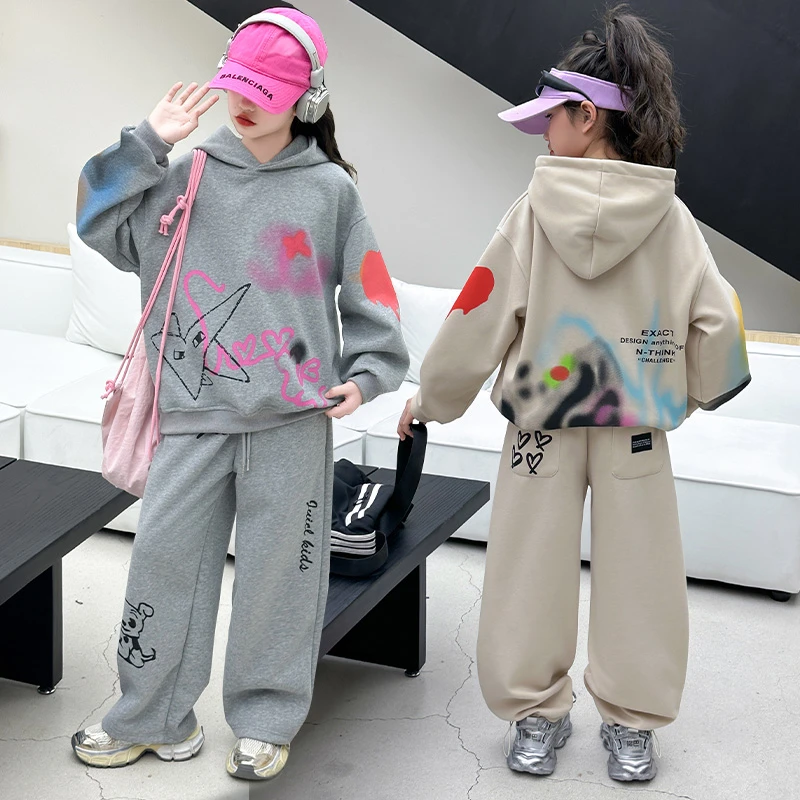 女童卫衣潮流套装春秋装2025新款儿童洋气6-12岁韩版卫裤两件套潮