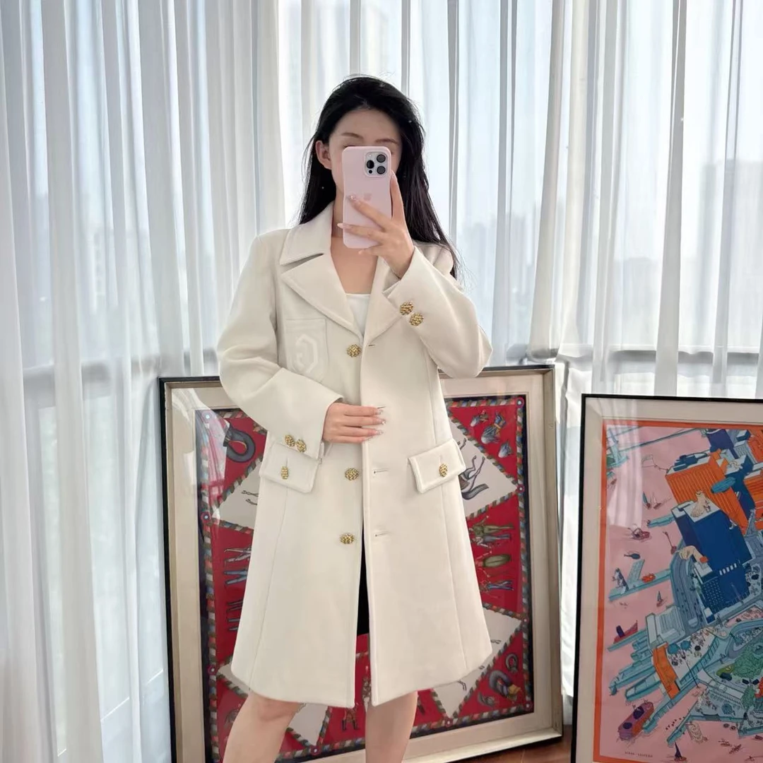 95新 GUCCI/古驰 麦殿/羊毛大衣40码白色/250608TLLWL01