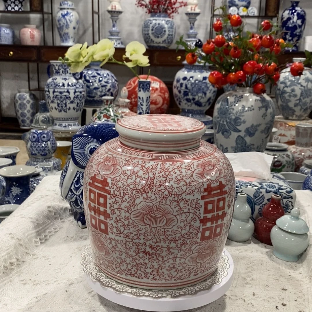 【闪购商品】摆件喜字罐摆件，高度19