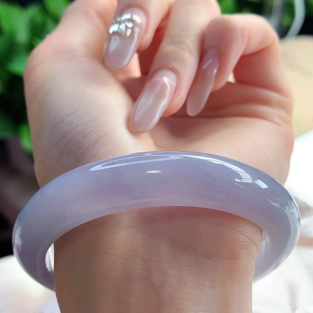 未镶嵌手镯翡翠天然A货翡翠57-58茄子紫 紫气东来12号