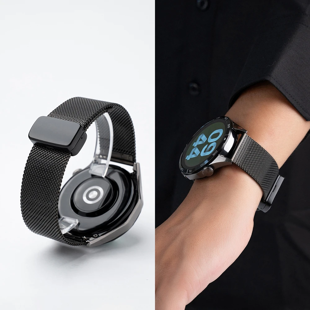 适用华为Watch5/4pro男女gt5/4米兰尼斯金属磁吸扣表带gt3/2腕带