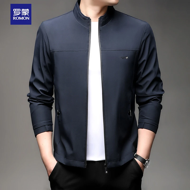 Romon/罗蒙罗蒙立领男士收口袖夹克百搭中青年上衣春秋季休闲商务