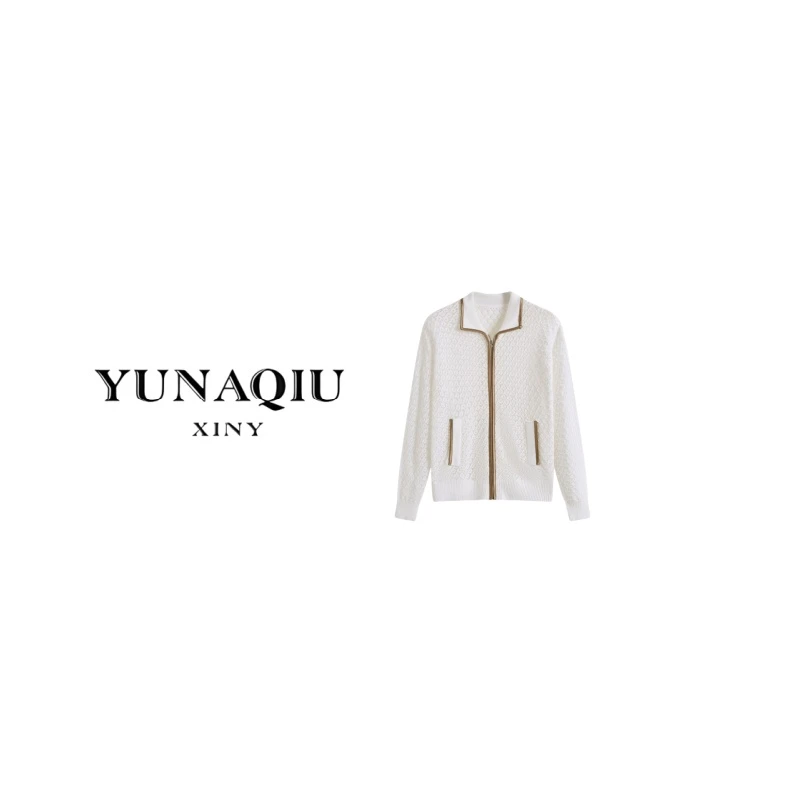 YUNAQIU-短袖薄款开衫镂空极简风气质毛针织衫简约长袖-9607