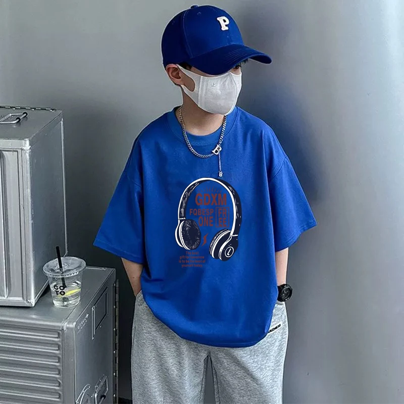 半袖学生大童吸汗透气薄款T恤宽松休闲短袖夏季男男士百搭潮流ins