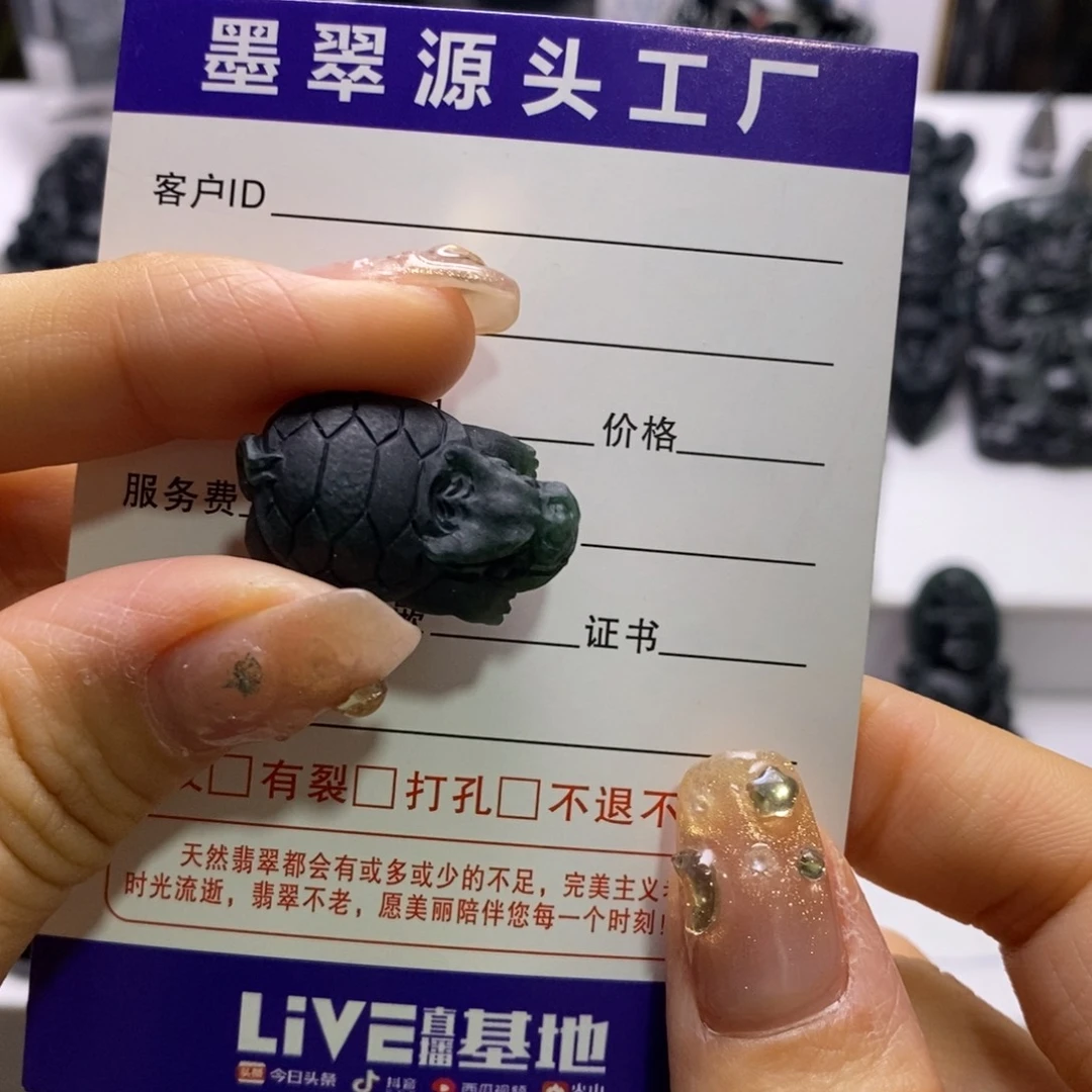 未镶嵌定制翡翠天然缅料A货墨翠龙龟