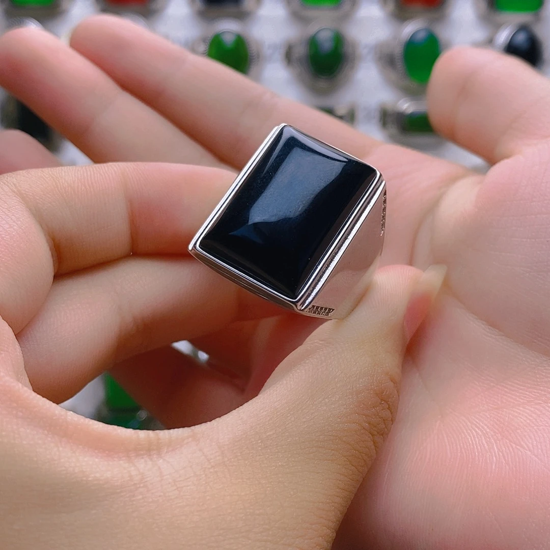 鄆****玛瑙/玉髓戒指银S925镶嵌