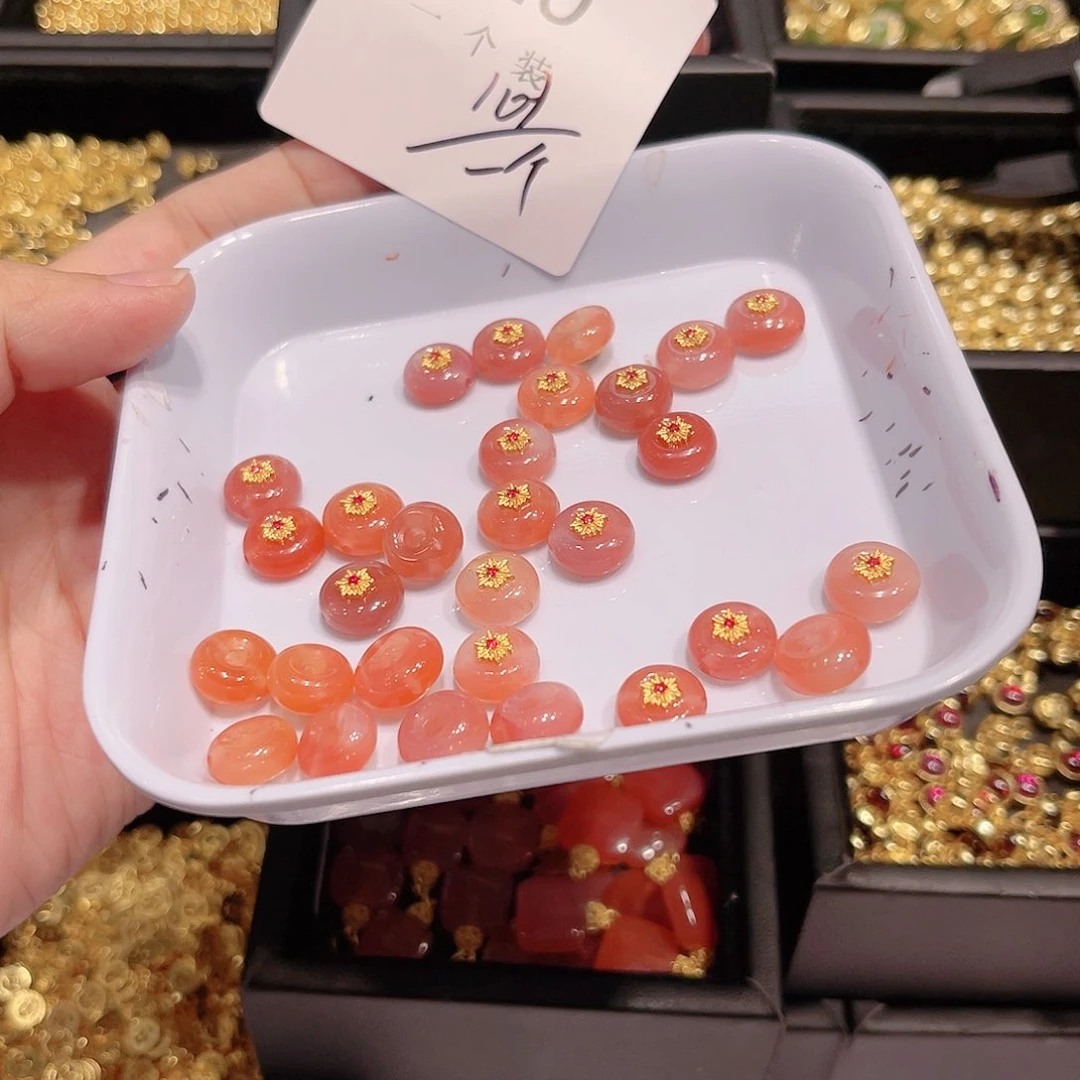 玛瑙/玉髓珠宝半成品银S925镀金镶嵌10