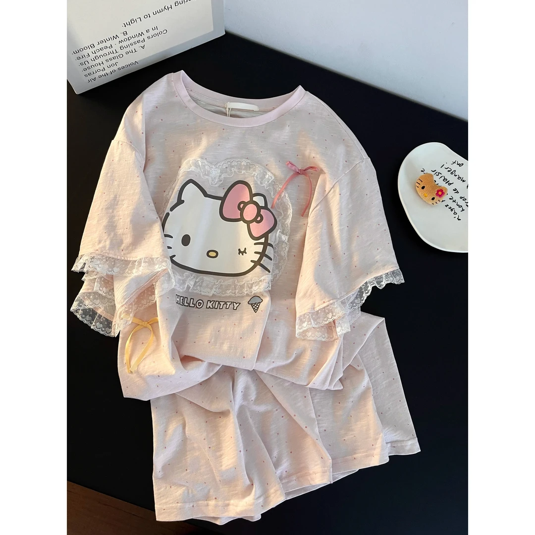 甜美Kitty猫纯欲睡裙睡衣女款爆款2025年新款夏季舒适蕾丝居家裙