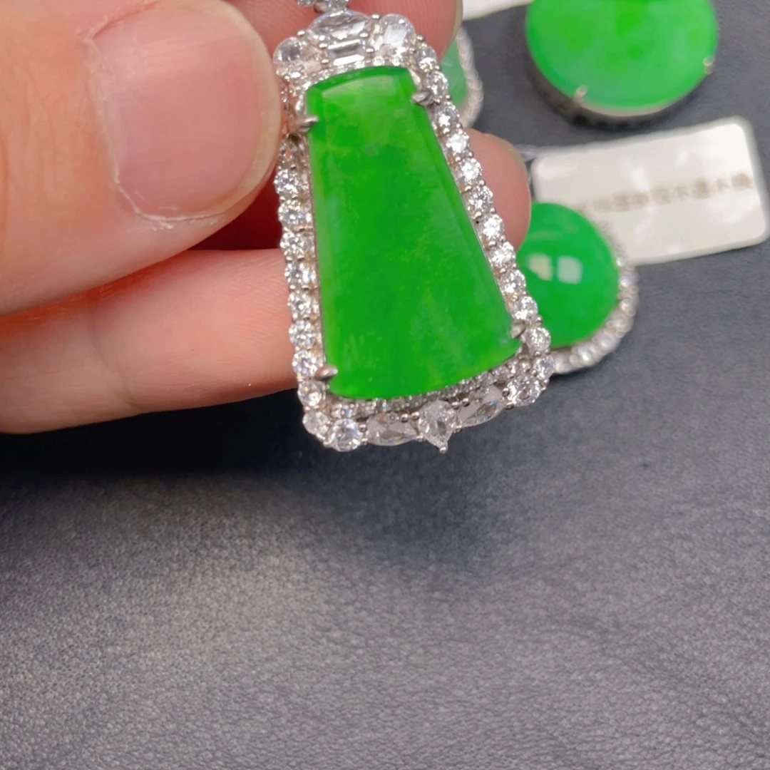 翡翠银S925镶嵌吊坠(不含链)