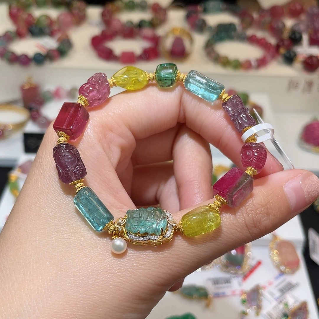 碧玺手链18K金镶嵌碧玺手链