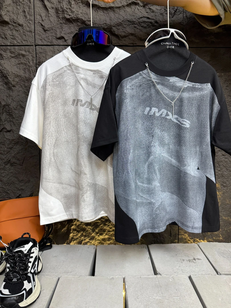 SMALL TIMES2025潮牌高定满印链条圆领上衣