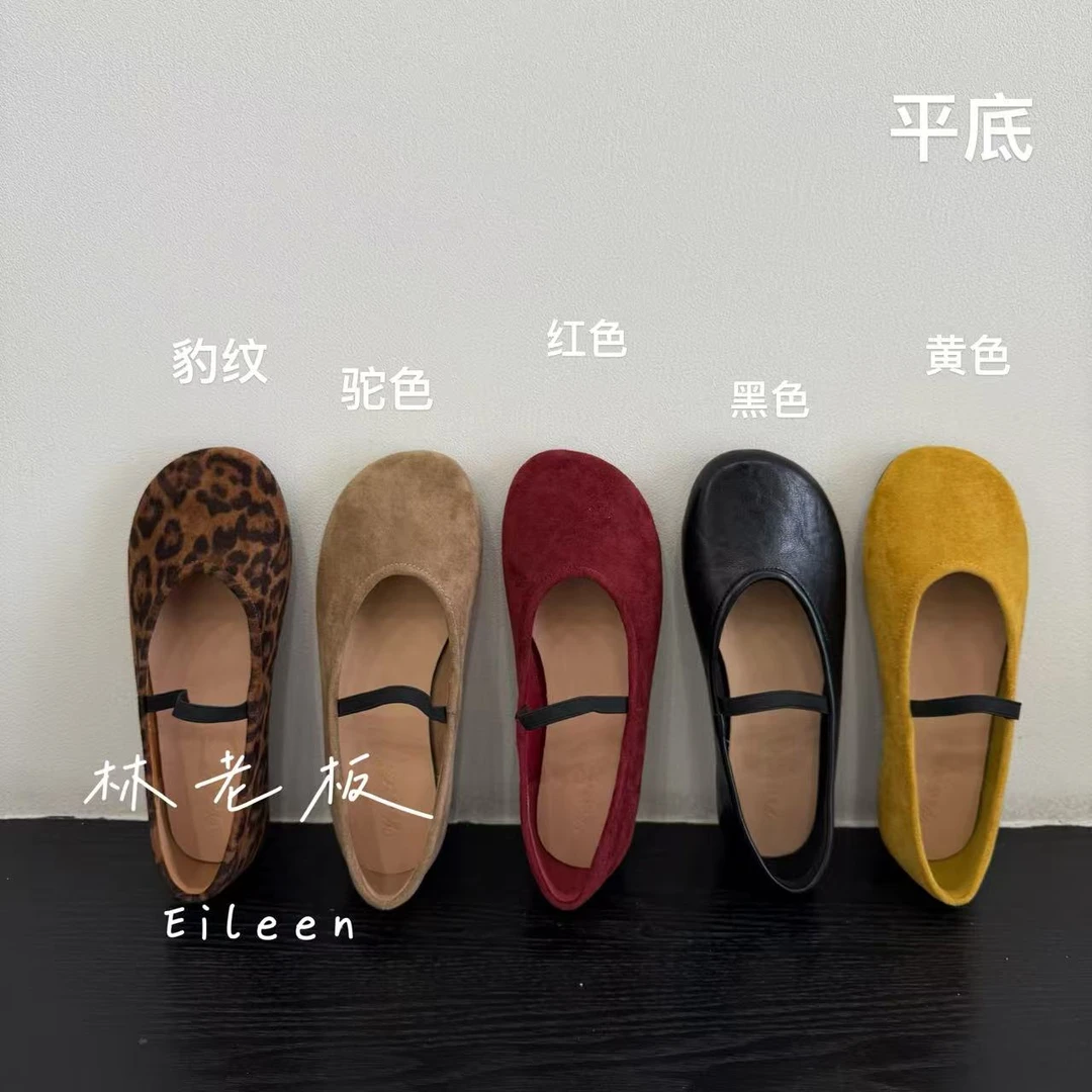 圆头浅口平底韩版复古一字带玛丽珍早秋款平底单鞋 3570-9