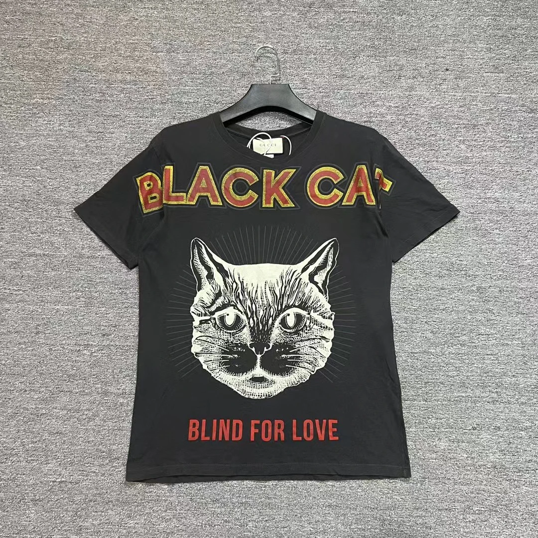 99新 GUCCI/古驰 灵猫做旧图案短袖 做旧风格/S