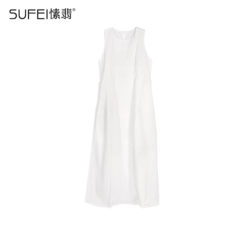SUFEI/愫翡S52QZ0535A 夏季新款简约纯色无袖连衣裙 0535