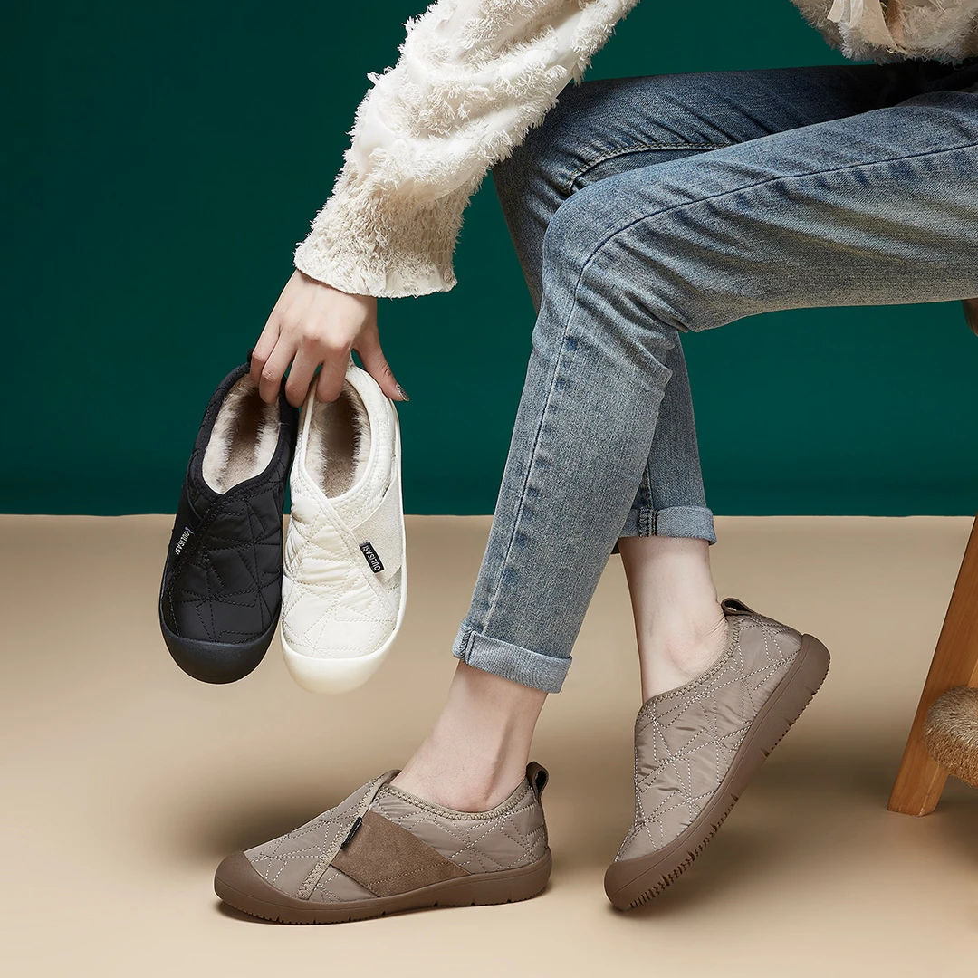 [秋冬爆款]Oulisasi棉鞋女2024冬季新款复古百搭真毛一脚蹬舒适软
