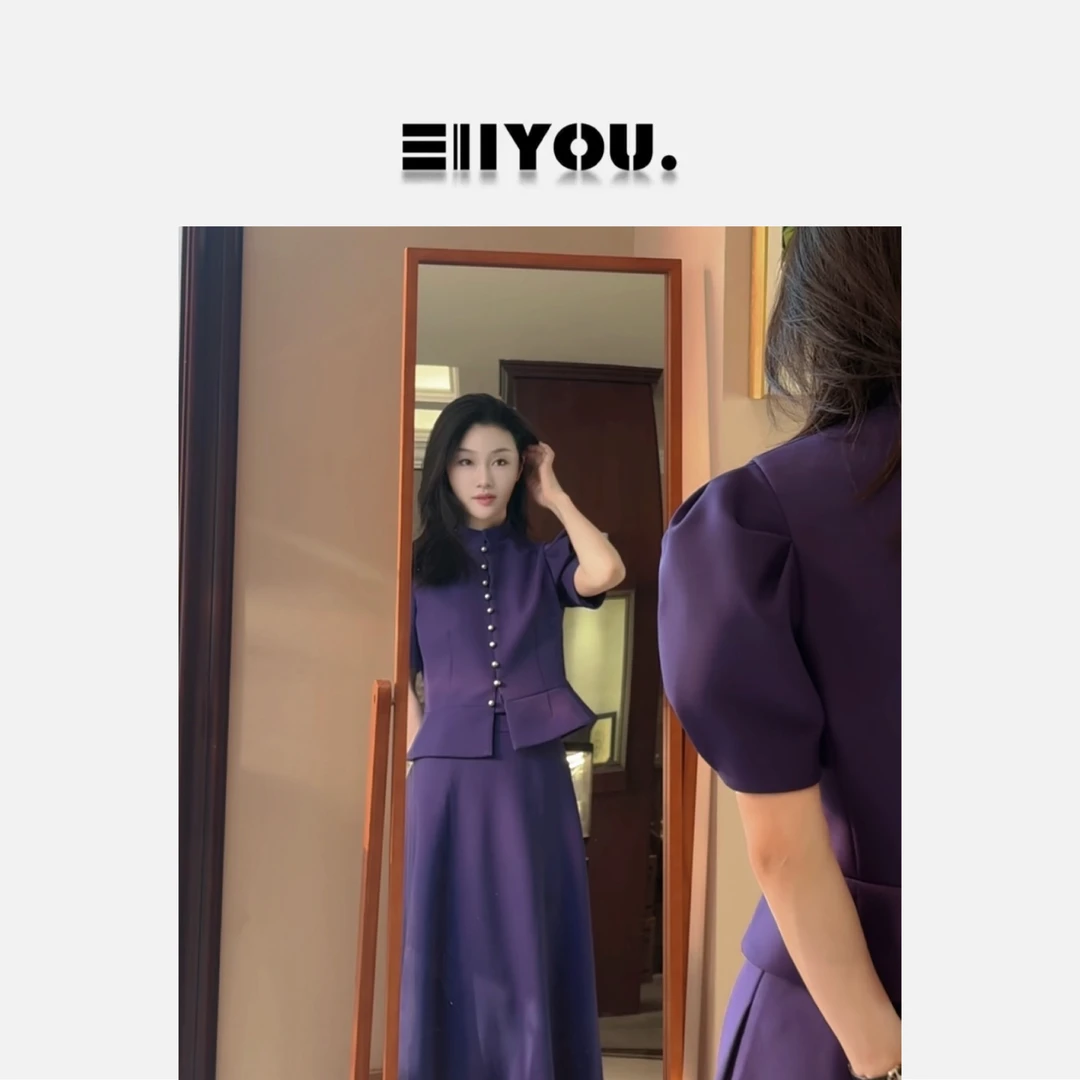 【ENYOU定制】夏娃紫色 丝羊毛短袖外套