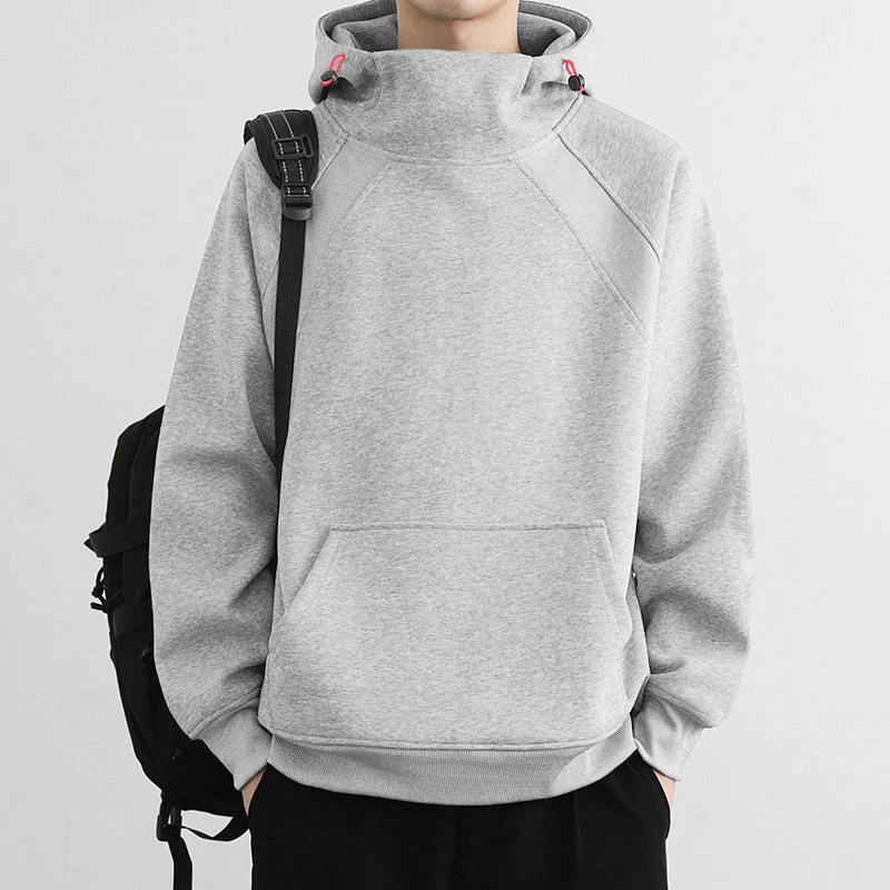 高领连帽卫衣男士秋冬季新款青少年帅气高街潮牌宽松百搭上衣外套