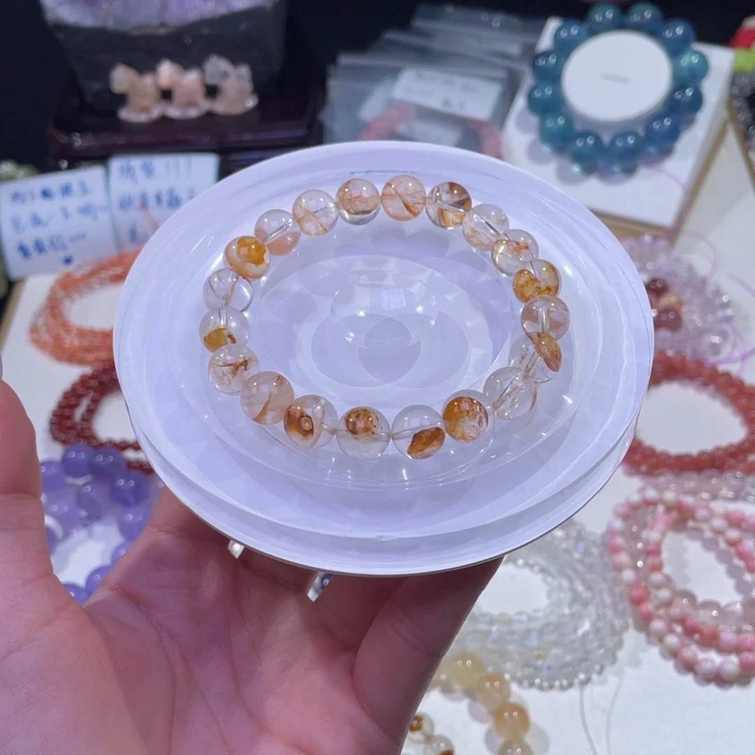 未镶嵌手链水晶美拉徳色系黄胶花10mm