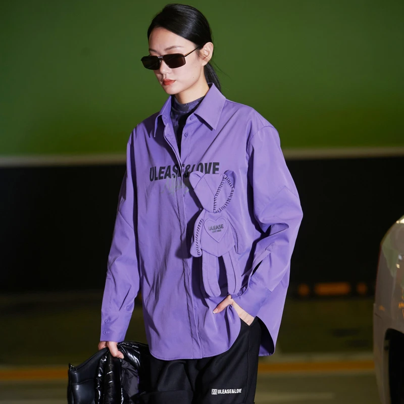 U/TI 北极熊系列设计师款可拆卸小熊日系长袖百搭冬袖衬衫