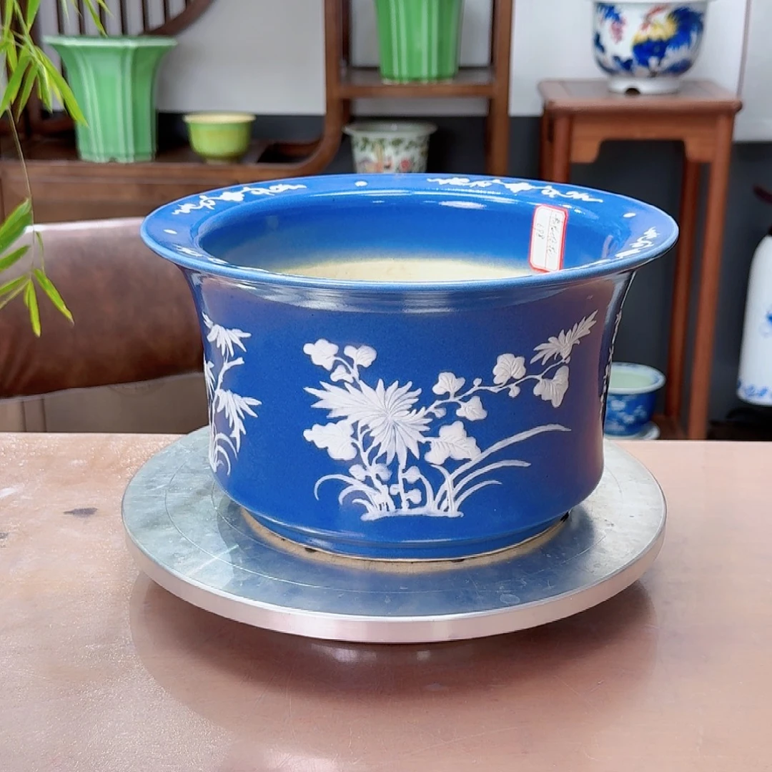 李***政青花堆釉圆盆8888