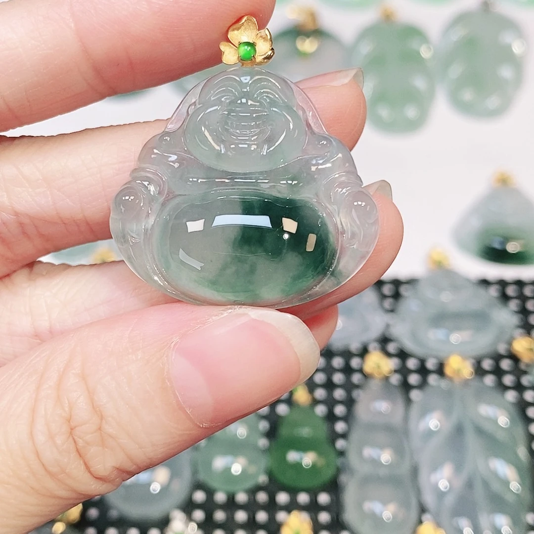 翡翠18K金镶嵌吊坠(不含链)