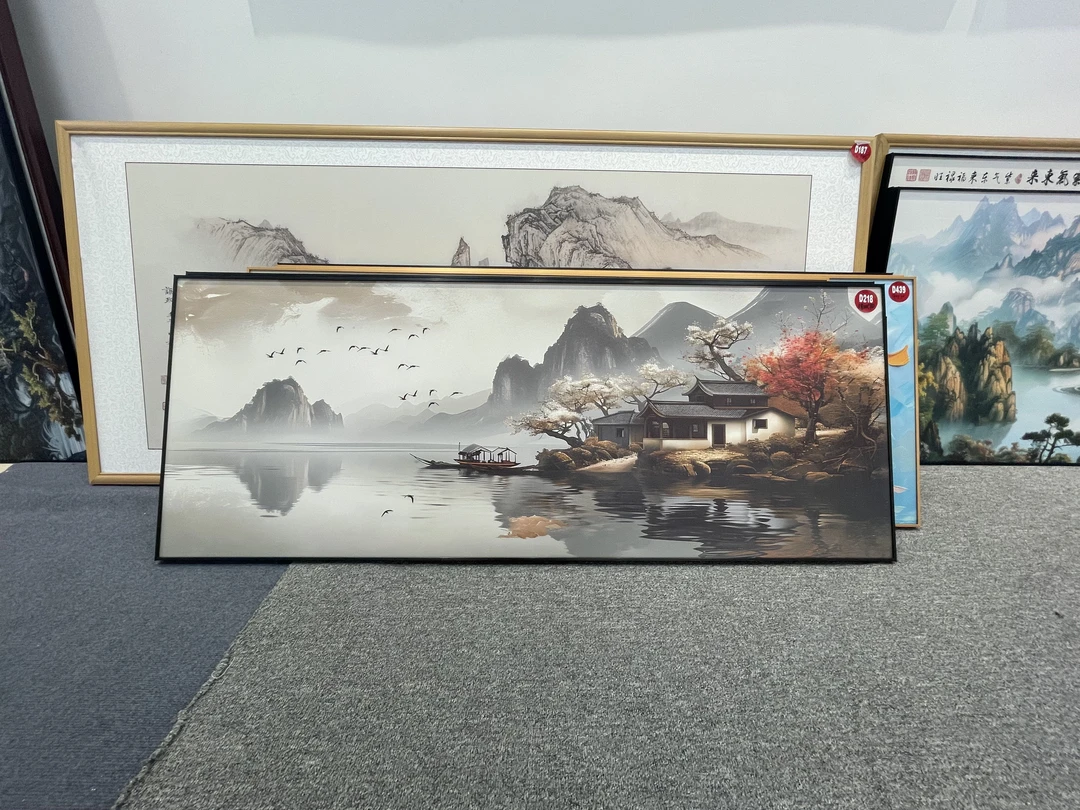 D218新中式180x70cm山水画客厅装饰画沙发背景墙挂画
