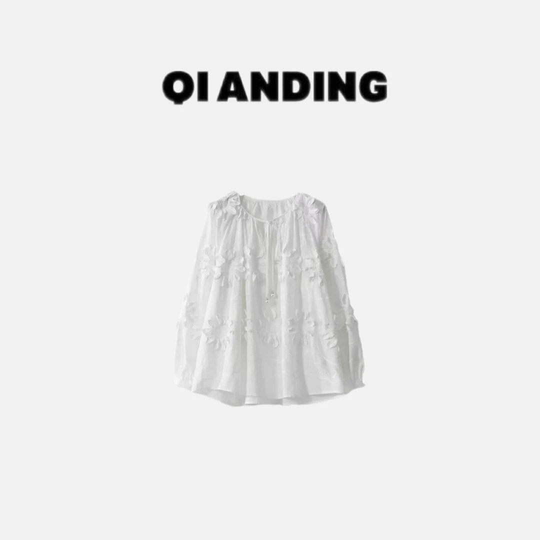 JZ【丽莉岛】100棉重工浮雕显瘦纸片人时尚百搭一手长上衣JZ25102