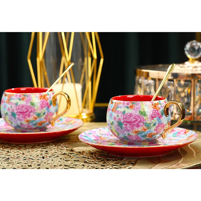 婚庆送礼 陶瓷咖啡杯 乔迁送礼 轻奢 复古 咖啡杯套装礼盒装家用