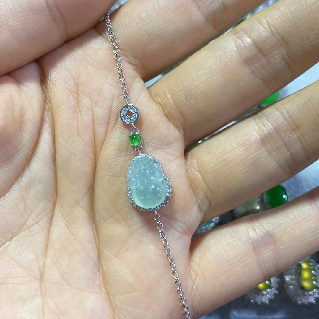 翡翠银S925镶嵌手链手链