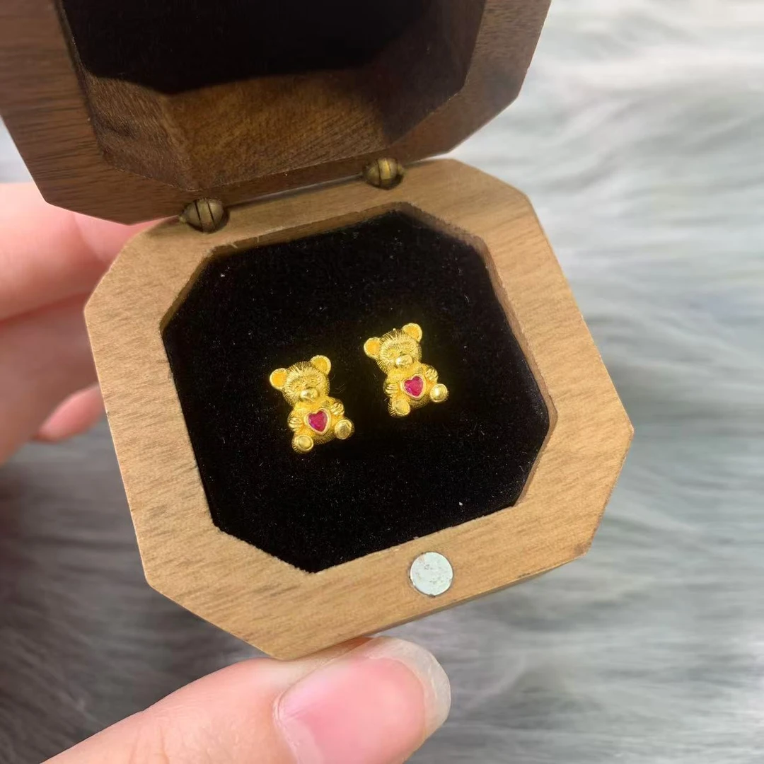 【伟新源】足金999 古法工艺 点钻小熊直针5.23克（附加120）