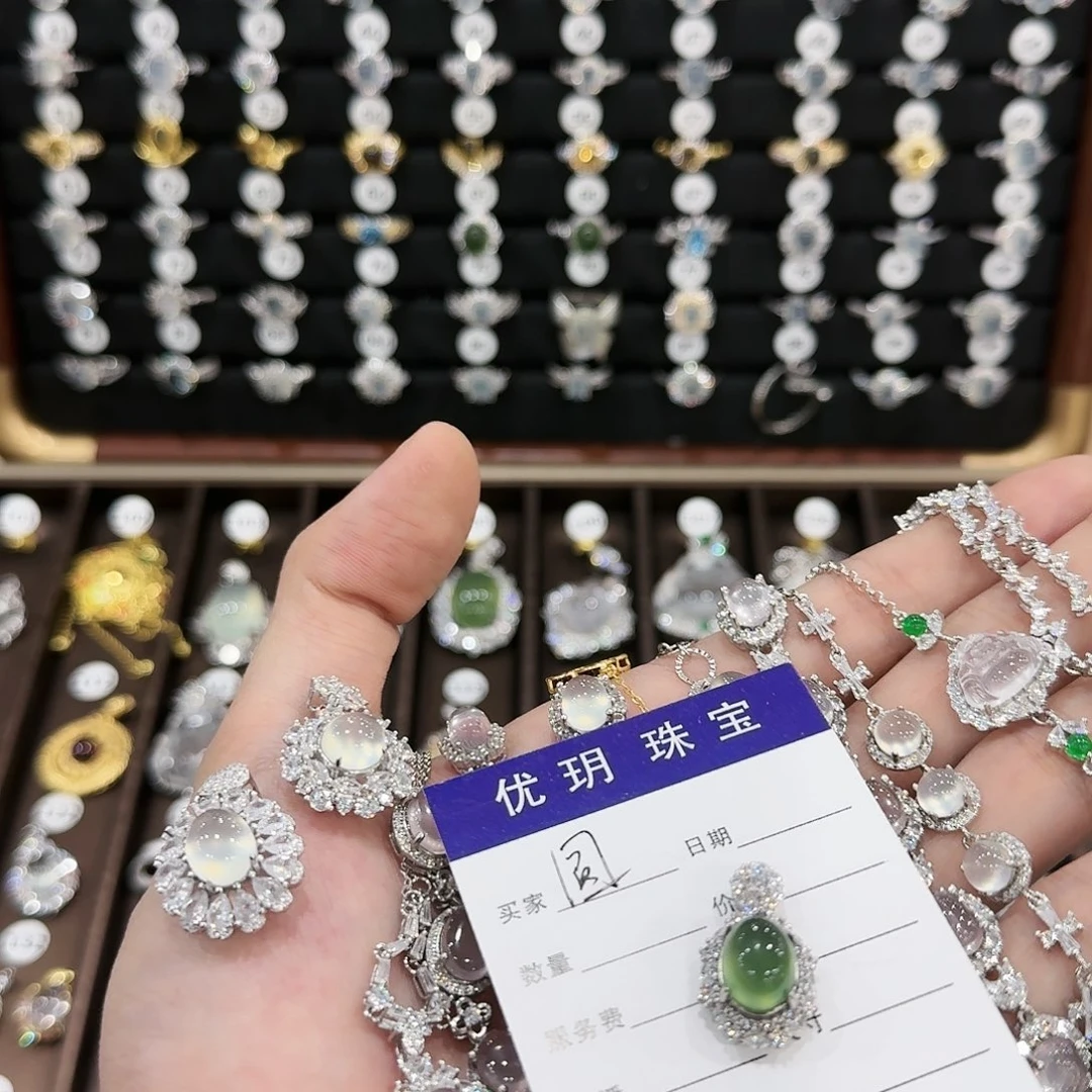 蛇纹石玉颈饰银S925镶嵌@**吖