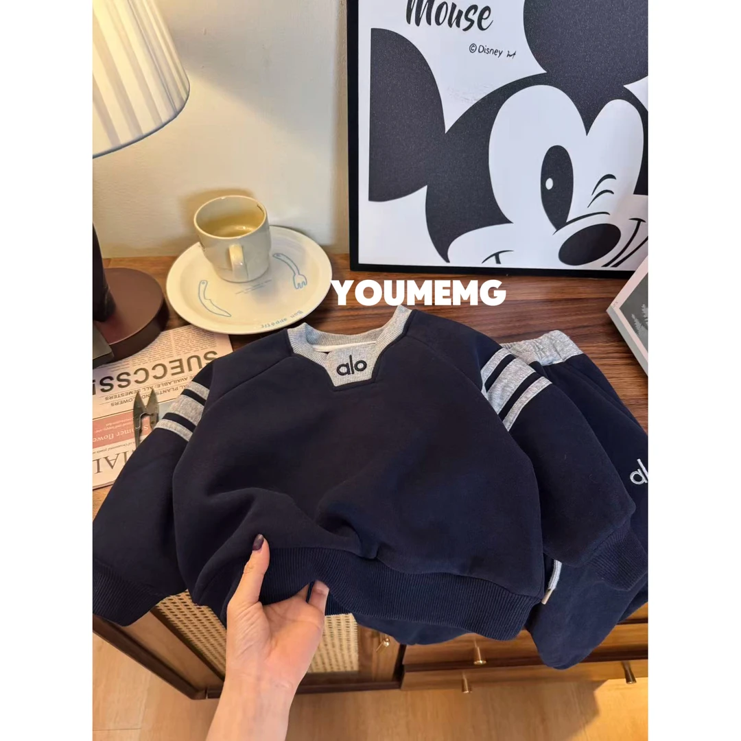 【内层奥粒】男童加绒套装秋装儿童休闲运动衣服秋季男孩卫衣两件套