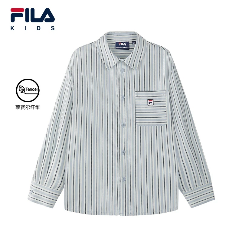 FILA斐乐儿童装【条纹衬衫】春季新款中大童抗皱休闲外套K12B613411