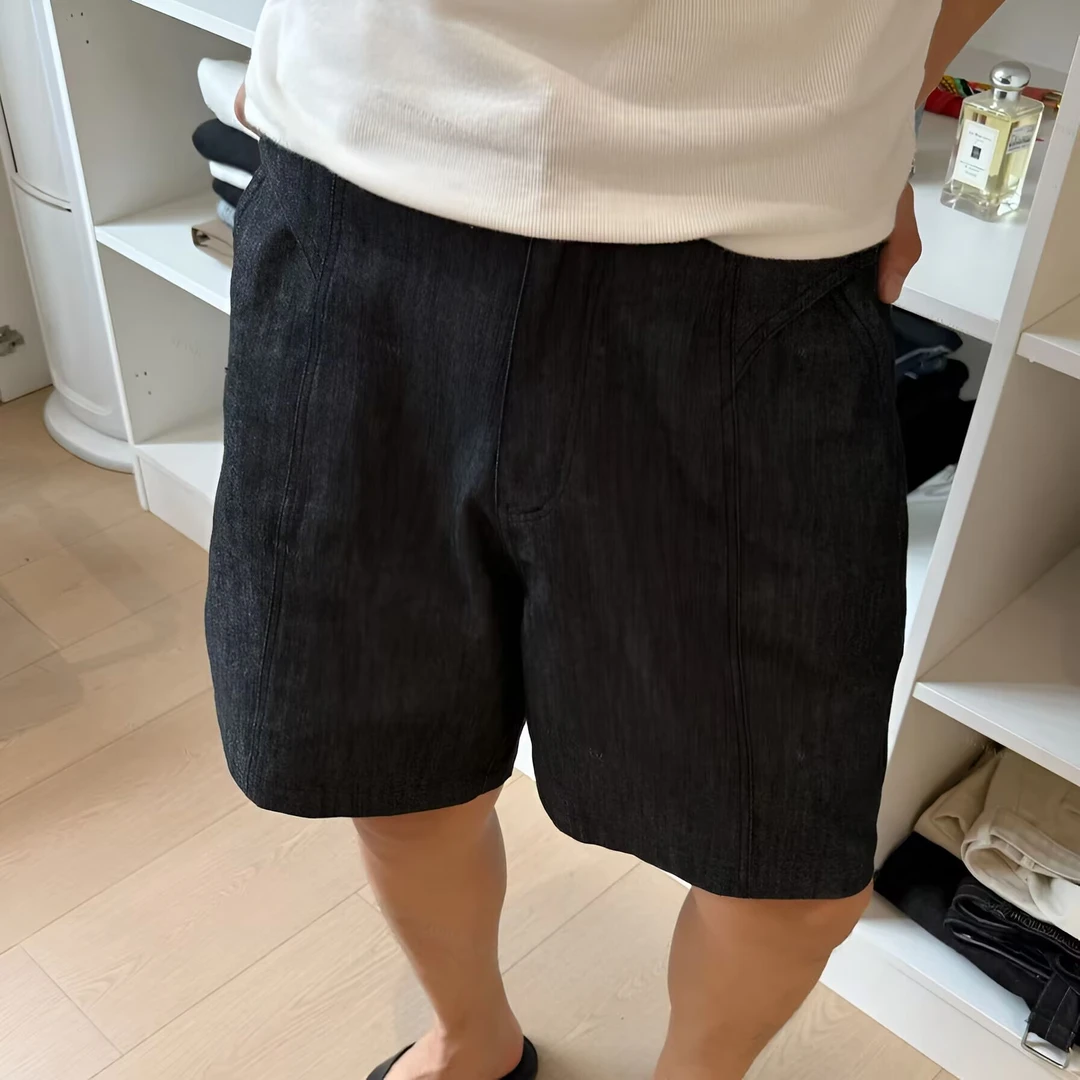 新贵老钱风宽松百搭直腿休闲裤男潮流时尚慵懒风轻奢简约五分裤