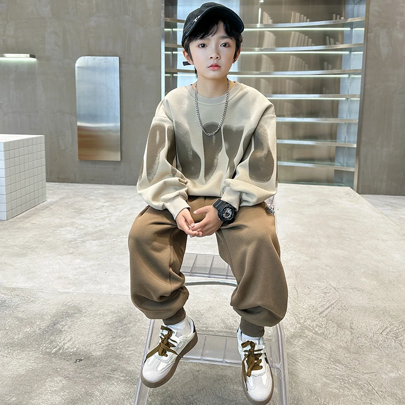 男童秋季套装2025新款中大儿童男孩运动帅气休闲宽松款百搭卫衣