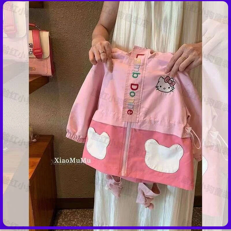 女童外套春秋季新款儿童洋气韩版连帽冲锋衣女宝宝可爱刺绣上衣潮