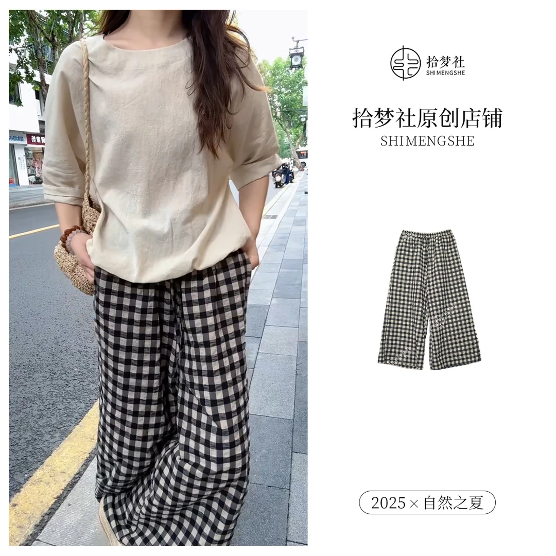 拾梦社原创【泡泡灰灰裤】透气高品舒服自然百搭夏日穿搭凉爽夏上新