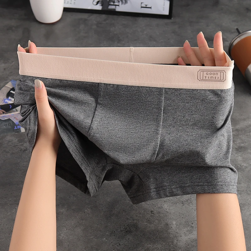 棉质新款男士内裤男生运动平角裤潮流个性休闲舒适透气四角短裤头