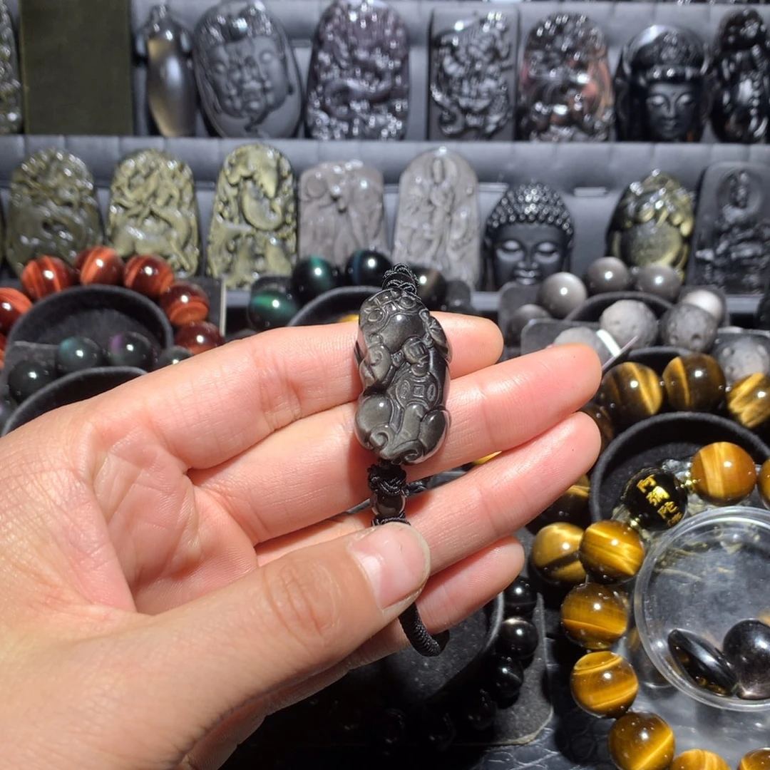 黑曜岩手串未镶嵌…**乐