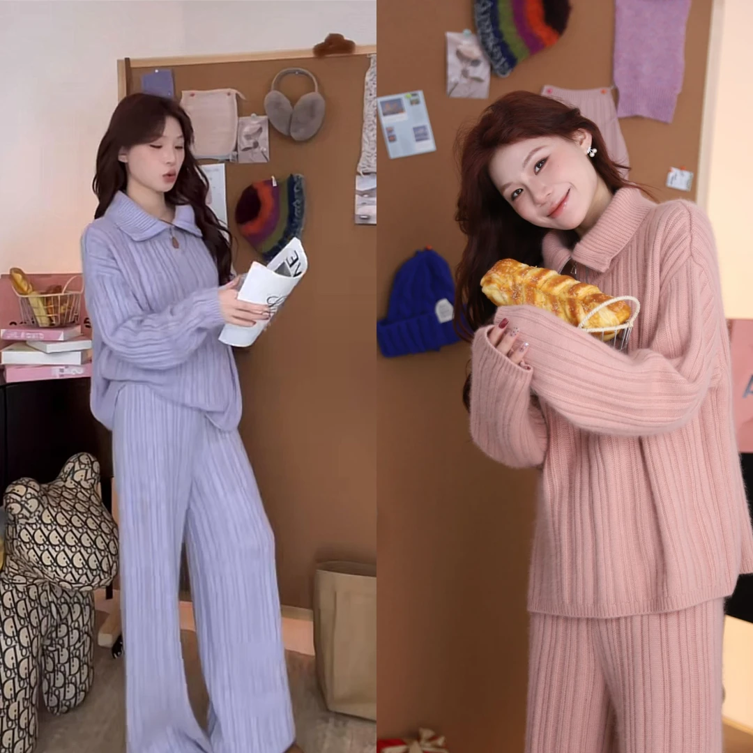 美静 可机（抗起球）毛衣紫色含羊绒牛绒套装XMZH2350【现】